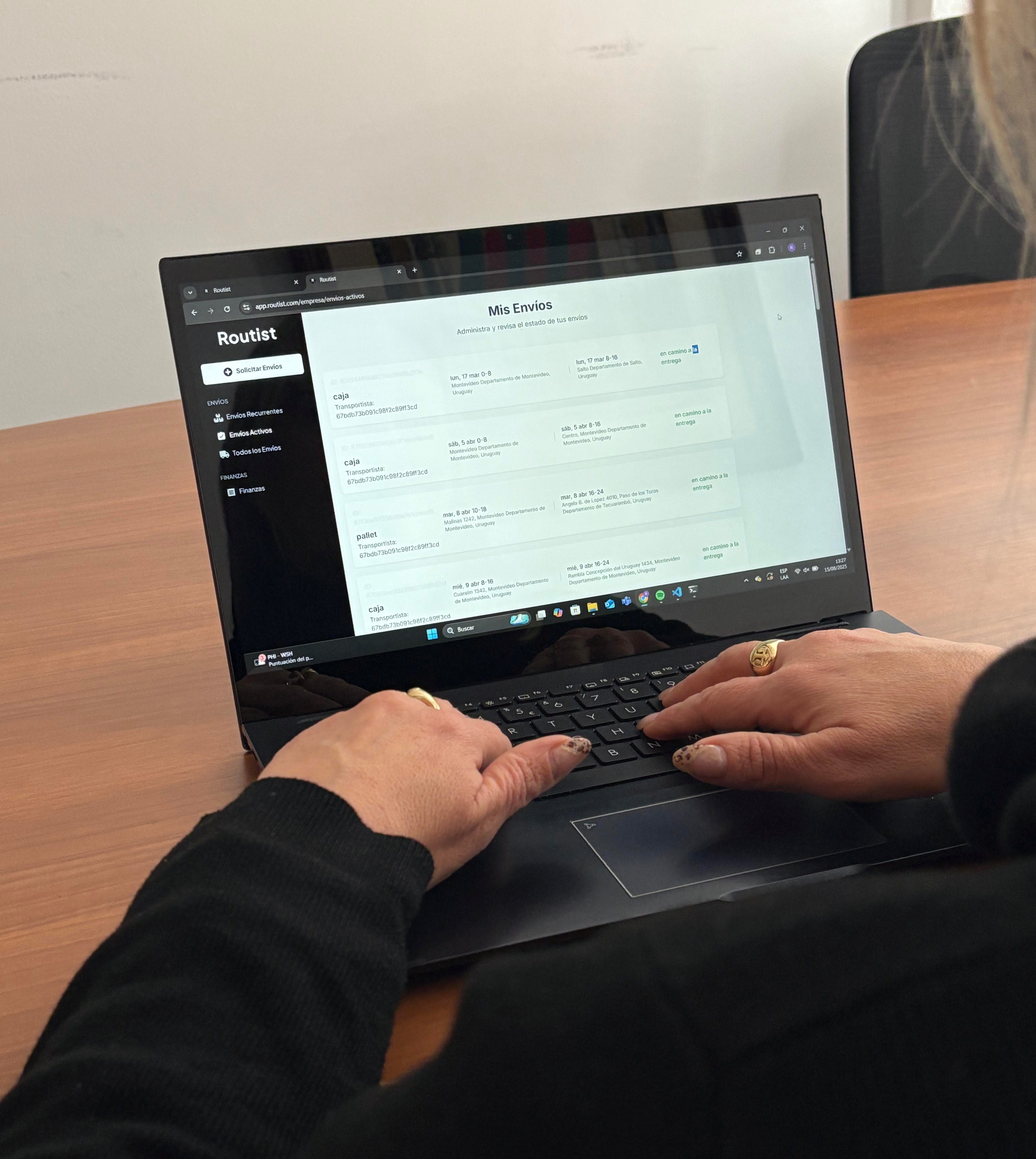 Panel de control de Routist para gestión de envíos